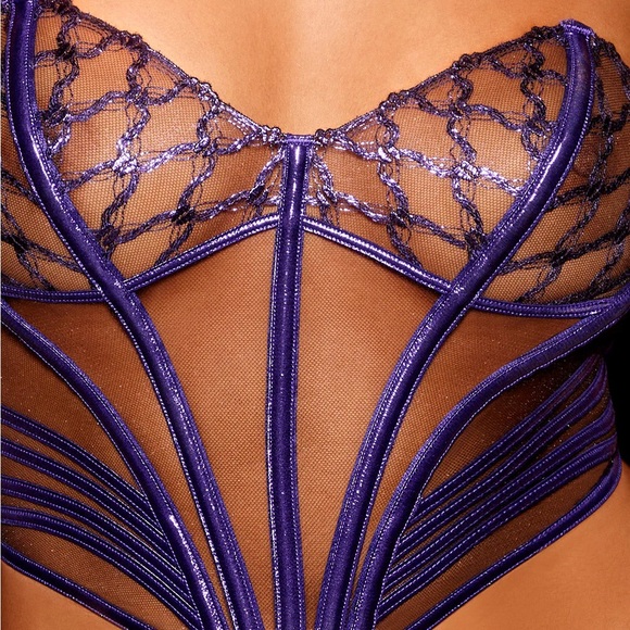 Elegant Lace Mesh Lingerie Set in Deep Blue - Picture 4 of 4